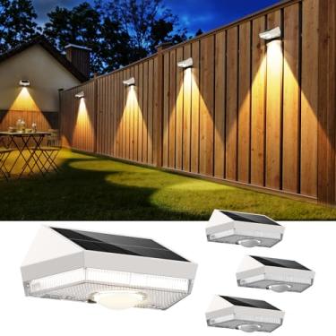 Imagem de Luzes solares de cerca, branco quente e branco frio e RGB 7 cores e modo de mudança de cor IP65 luzes solares à prova d'água para deck/pátio/quintal/parede/piscina/cerca/corrimão/degrau - concha