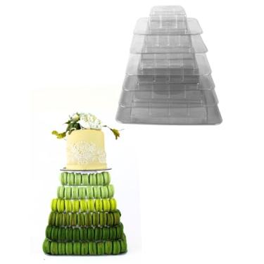 Imagem de Tabuleiro Torre 6 Pisos Pirâmide Suporte para Macarons e Bolo Display Doces Finos Decoração Mesa de Festa