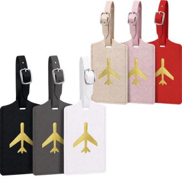 Imagem de Etiquetas de bagagem Frienda, bolsa de viagem de couro de 6 peças