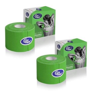 Imagem de Kit 2 Rolos Bandagem CureTape Tipo Kinesio Taping para Fisioterapia e 