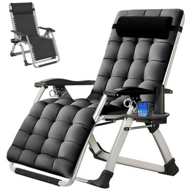 Imagem de LILYPELLE Cadeira Reclinável Ajustável Gravidade Zero com Apoio de Cabeça e Porta Copos, Cinza