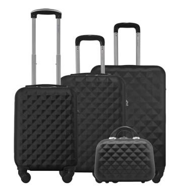 Imagem de Kit 3 Malas Rígidas de ABS 360° 8kg 10kg e 23kg com Cadeado mais Frasqueira Gladiador Diamond D1C3M (Preto)