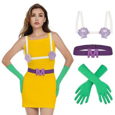 Imagem de POEWAUVE Conjunto de máscara de sutiã e cinto elástico M - Fantasia de Halloween para adultos e mulheres, homens, fantasias para cosplay