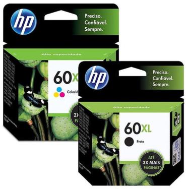 Imagem de Kit Cartucho Hp 60xl Cc641wb Preto E Hp 60xl Cc644wb Color