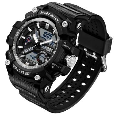 Imagem de Relógio De Pulso Masculino Esportivo De Quartzo Dual Display Digital A Prova D´agua Cinza