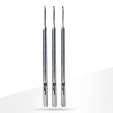 Imagem de Kit 3 Bisturi Goiva 206 Remoção Unha Encravada Cutícula Podologia Profissional Aço Inox Premium Marca MONOLO (Prata)