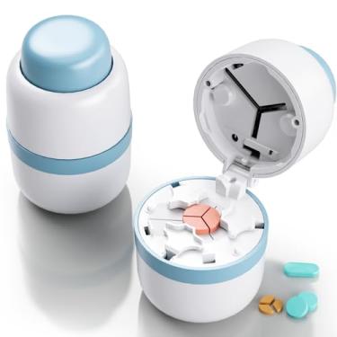 Imagem de Cortador de comprimidos - Divisor de comprimidos para comprimidos pequenos com lâmina de aço inoxidável em um terço/quarto, adequado para cortar vitaminas, comprimidos (1-3 azuis novos)