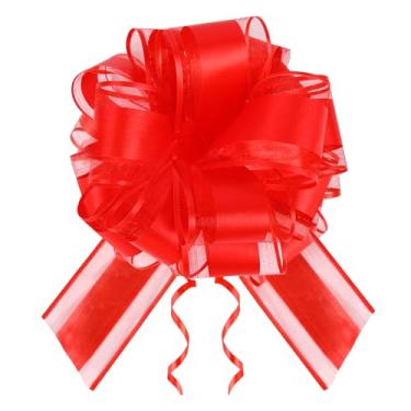 Imagem de DEGVIEC 6 peças de laços vermelhos grandes para embrulho de presente, laços grandes de presente de Natal para presentes, laço de fita de 15 cm para cestas de presente de carro de casamento