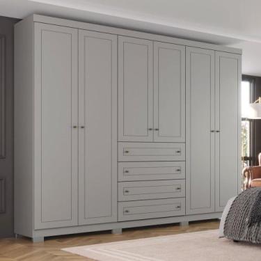 Imagem de Guarda-Roupa Casal Americano 6 Portas 4 Gavetas De48 Cinza - Henn, Cin