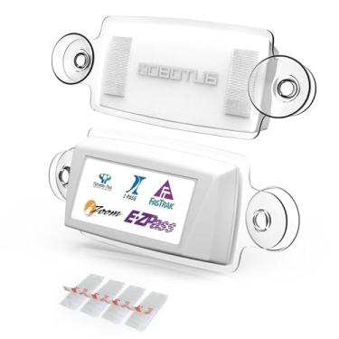 Imagem de AutoBoxClub Clear – Suporte de passagem EZ, suporte de IPass/suporte de portagem para a maioria dos Estados dos EUA/suporte de para-brisa de portagem/fácil de instalar e remover/com 4 tiras de montagem de passagem de portagem/proteção UV (1 pacote)