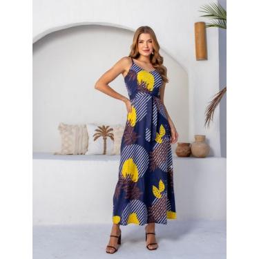 Imagem de Vestido em Linho com Botões e Decote em V e Faixa-Cinto - Orio Modas, 