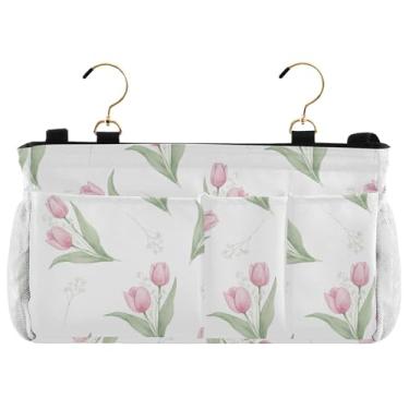 Imagem de Burbuja Organizador de armazenamento para pendurar tulipas de cabeceira com 2 alças e ganchos para casa, faculdade, dormitório, beliche e berço de hospital
