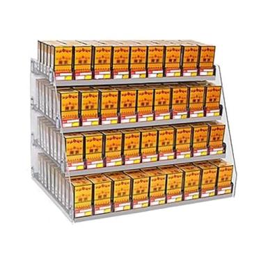 Imagem de Rack de exibição de cigarro montado na parede de 4 camadas, suporte de acrílico com empurrador automático para cigarros, organizador de armazenamento de vitrine (85,5 x 28,4 x 48 cm)