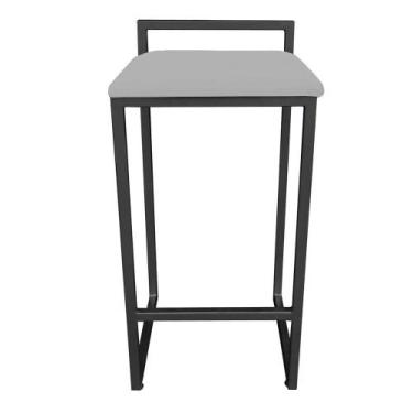 Imagem de Banqueta Alta Lavínia Suede Cinza Base Preto - DROSSI