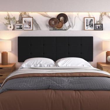 Imagem de Cabeceira De Cama Box Casal 1,40cm Estofada Quarto - Bia - Cor Preta -