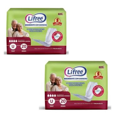 Imagem de Kit 2 Absorventes Lifree Geriátrico Branco 20 Unidades Cada