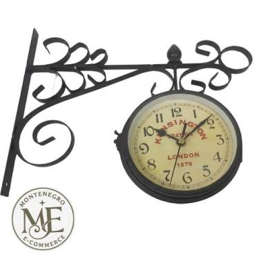 Imagem de Relógio Vintage de Estação Ferroviária com Moldura em Metal Decorado D