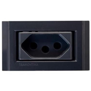 Imagem de Liz Cj Tomada 2p+t 10a P/ Moveis Grafite Tramontina - Amanco