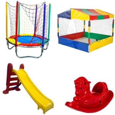 Imagem de Cama Elástica Pula Pula 1,40m Piscina de Bolinhas Quadrada 1,50m Escor