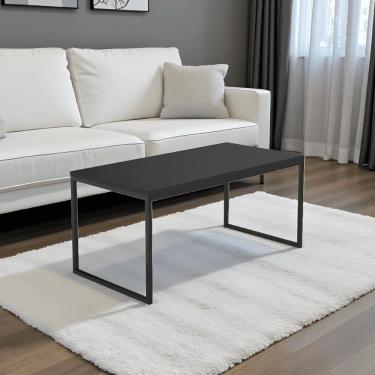 Imagem de Mesa de Centro Industrial Elegance Retangular Tampo Mdf Estrutura Mdf 60cm Preto Fosco...