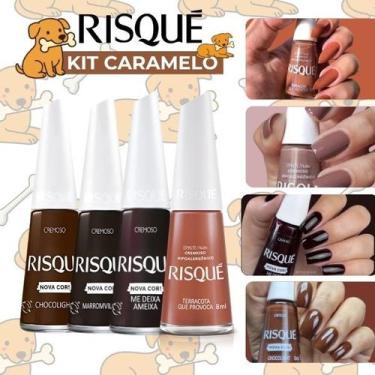 Imagem de Kit Esmaltes Risqué ViraLata Caramelo Tons Marrom, Chocolate, Nude e T
