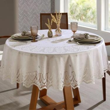 Imagem de Toalha de Mesa KazzaVip Renda Classica 100% Poliéster Redonda 1,80m Ar