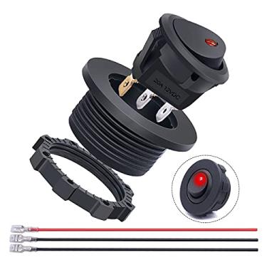 Imagem de weideer 20A 12V Round Rocker Switch Ligado desligado com Shell SPST 3 Pin 2 Posições Luz LED vermelha DOT Iluminado 12 Volts Rocker Interruptor para Carro Caminhão Barco KF012-R Vermelho