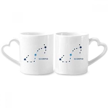 Imagem de Conjunto de canecas de porcelana para casais, signo do zodíaco, constelação de escorpião, constelação de escorpião, coração