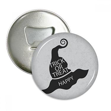 Imagem de Chapéu de bruxa preto de Halloween abridor de garrafas ímã de geladeira emblema multifuncional