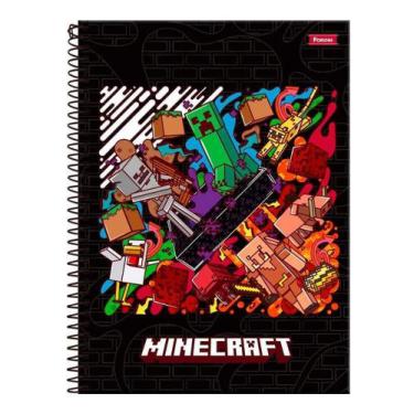 3 Caderno Minecraft Espiral + Brochura 1/4 + Caderno Desenho