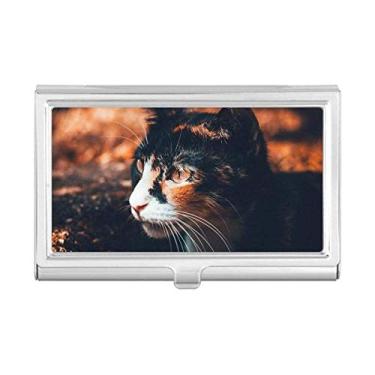 Imagem de Carteira de bolso com perfil de olho de gato marrom vintage com porta-cartões