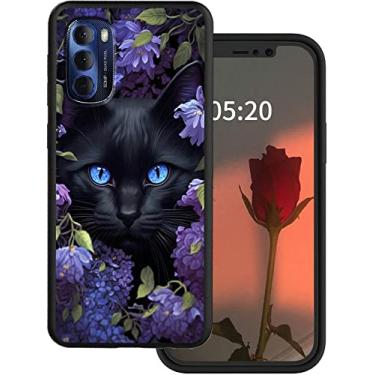 Imagem de Rossy Capa para Moto G Stylus 5G 2022 com estampa de flor de gato preto padrão elegante para mulheres homens capa protetora de telefone à prova de choque de silicone TPU macio para Motorola Moto G Stylus 5G 2022