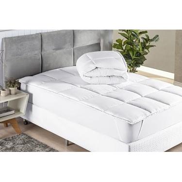 Imagem de PILLOW TOP COLCHÃO KING SIZE 200 FIOS - MANTA 400G/M² - 2,03x1,93x40cm ALT - SUAVITEC® - ANTIALÉRGICO - ANTI MOFO - LAVÁVEL - BRANCO (King Size)