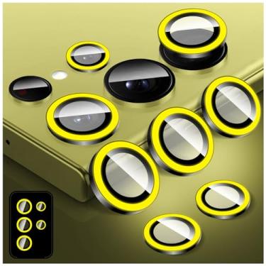 Imagem de Kucheed Protetor de lente de câmera luminoso para Samsung Galaxy S24 Ultra, protetor de tela de vidro temperado colorido noctilucente, alinhamento automático, anéis de liga de alumínio