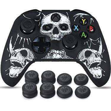 Imagem de YoRHa 1 película de silicone para esculpir a laser para controle Xbox One S/X (caveiras brancas) com exclusivo aperto de polegar x 8