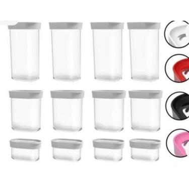 Imagem de Kit Conjunto Acrílico 9 Potes Herméticos Mantimentos Temperos - Helsim