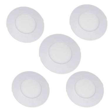 Imagem de Kit 5 Luminárias de Teto Redondo Embutir 3W LED Quente 3000K - TSA, Lu