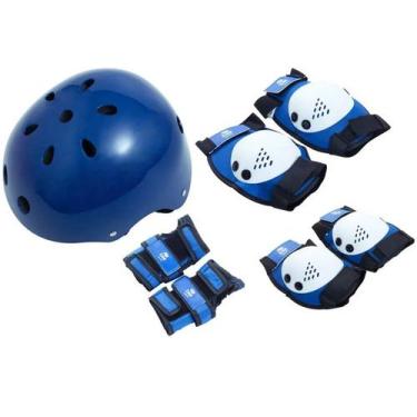 Imagem de Kit De Proteção - Patins E Skate! Alta Qualidade!! - Tam M (Azul)