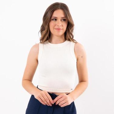 Imagem de Regata Cropped Canelada Feminina - SCHOONER, Off, White, G
