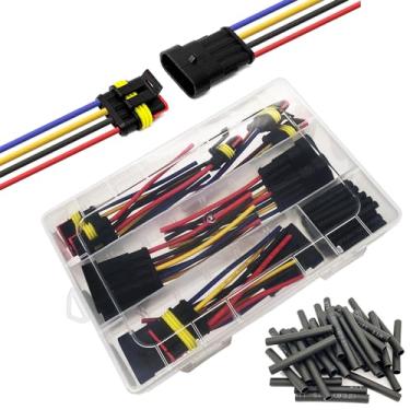 Imagem de Twippo Kit de 6 conectores de 16 AWG 4 pinos conectores de fio à prova d'água 4 pinos conectores elétricos automotivos desconexão rápida 4 conectores de fio com fio de calibre 16 e kit de tubulação