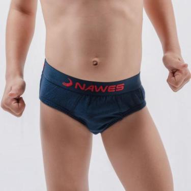 Imagem de Cueca Nawes Slip Lisa em Algodão com Elástico Exposto N03 C/3, Cores s