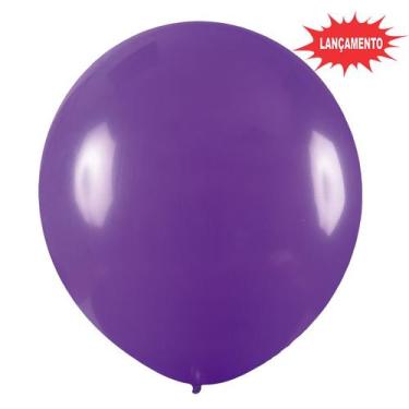 Imagem de Balão de Festa Redondo Profissional Látex Liso 24'' 60cm - Roxo - 3 un
