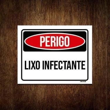 Imagem de Kit 5 Placas Perigo Lixo Infectante - Sinalizo.Com