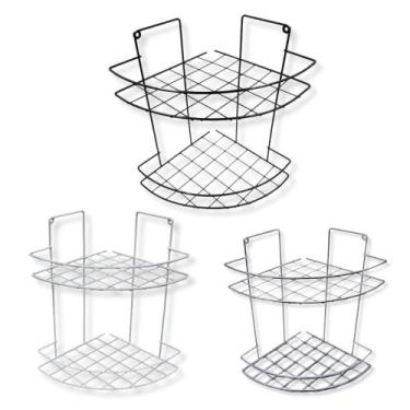 Imagem de Cantoneira Dupla De Canto Parede Prateleira De Banheiro Aço Porta Sham