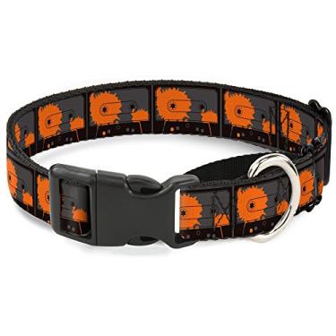 Imagem de Buckle-Down Coleira para cães com espingarda cinza/laranja, 2,54 cm de largura, serve para pescoços de 23 a 38 cm - pequeno