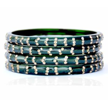 Imagem de JD'Z COLLECTION Conjunto de pulseiras indianas para mulheres, pulseiras Kada, tradicionais, Bollywood, roupas de casamento, conjunto de 4, 2.25 Inches, Vidro, não aplicar