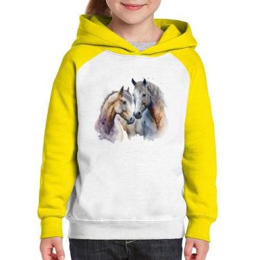 Imagem de Moletom Infantil Cavalo e Égua - Foca na Moda, Branco, Amarelo, 10