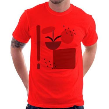Imagem de Camiseta Vaso de Planta Minimalista Abstrato - Foca na Moda, Vermelho,