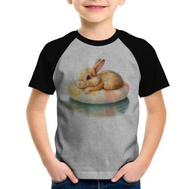 Imagem de Camiseta Raglan Infantil Coelhinho Relaxando Na Piscina  - Foca na Mod
