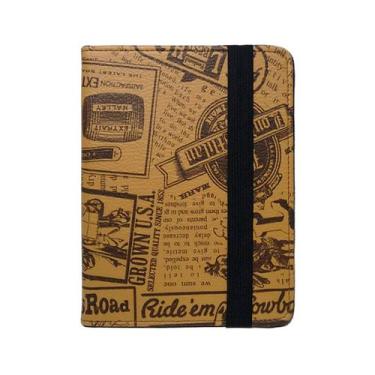 Imagem de Capa Jornal Vintage Marrom Para Kindle Lev Kobo Estampado Aveludado Fi